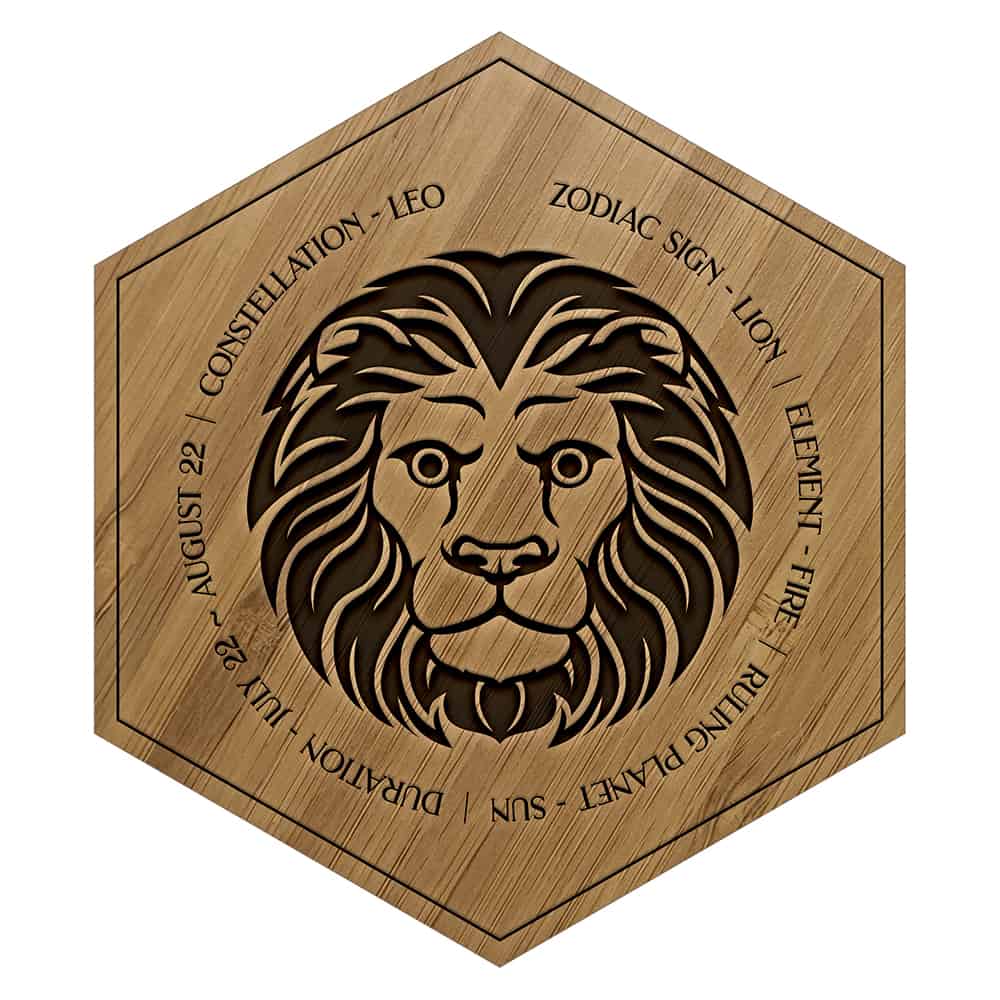 Bamboo Leo Zodiac Sign Engraved Wooden Tile