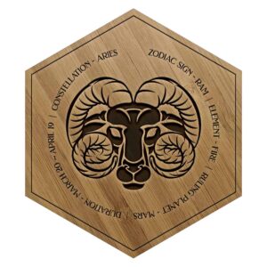 Bamboo Aries Zodiac Sign Engraved Wooden Tile