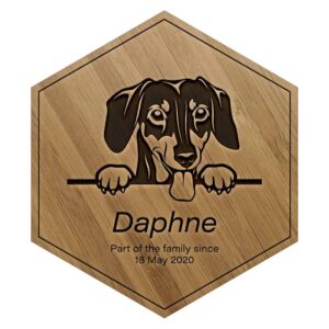Bamboo Dachshund Engraved Wooden Tile