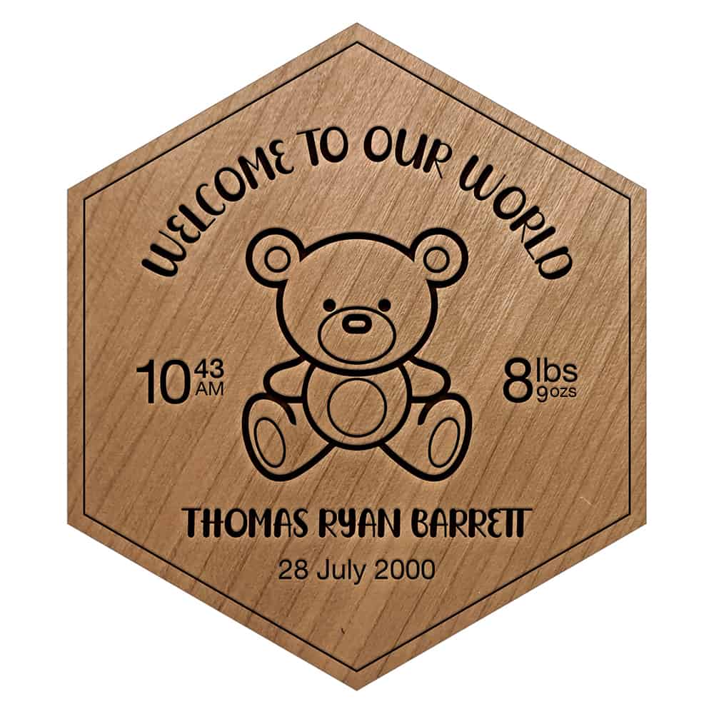 Cherry New-Born Baby Engraved Wooden Tile