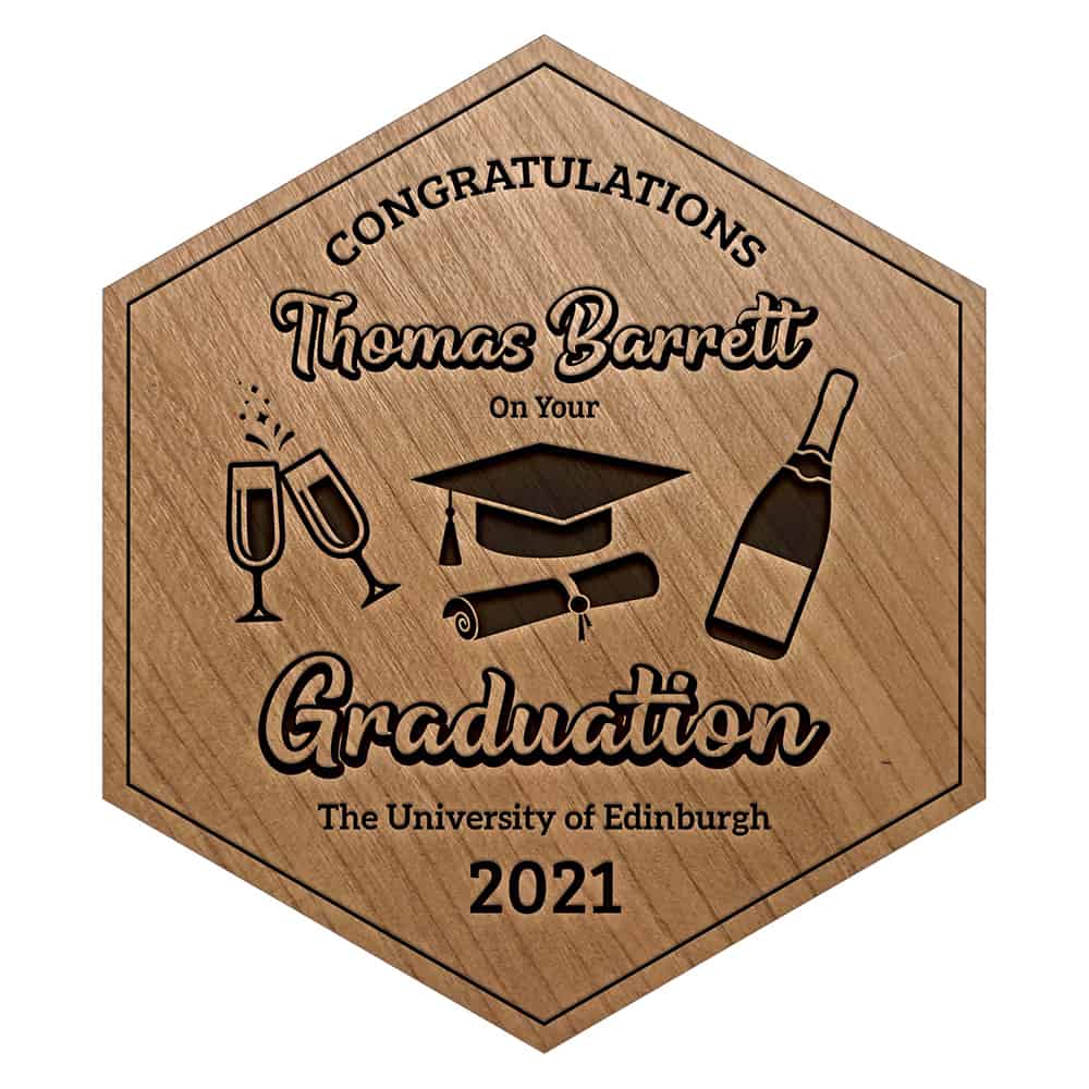 Cherry University Graduation Engraved Wooden Tile