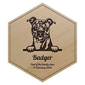 Maple Staffordshire Bull Terrier Engraved Wooden Tile