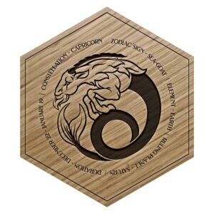 Oak Capricorn Zodiac Sign Engraved Wooden Tile
