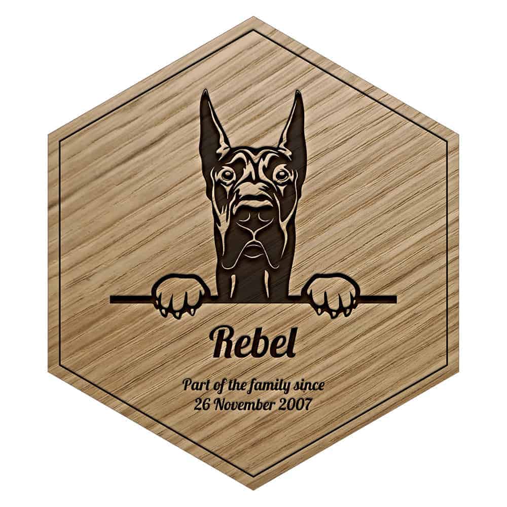 Oak Great Dane Engraved Wooden Tile