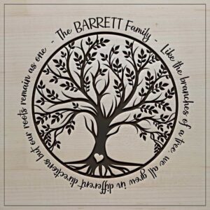 Birch Family Tree Engraved Wooden Square Plaque