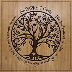 Cherry Family Tree Engraved Wooden Square Plaque
