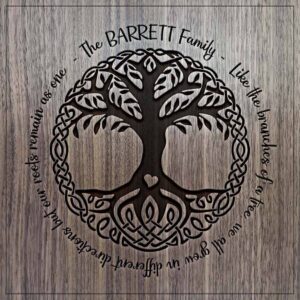 Walnut Family Tree Of Life Engraved Wooden Wall Plaque
