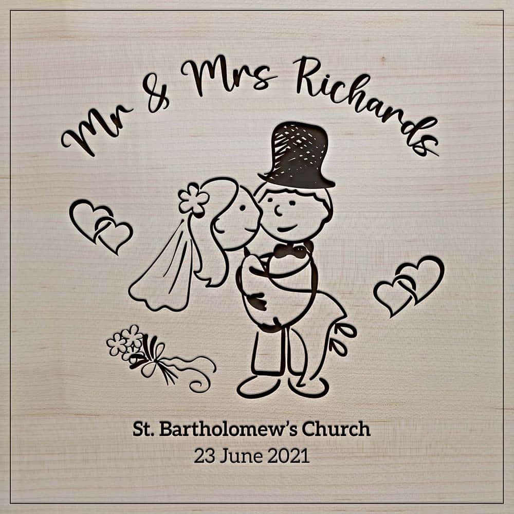 Birch Mr & Mrs Wedding Day Engraved Wooden Wall Plaque