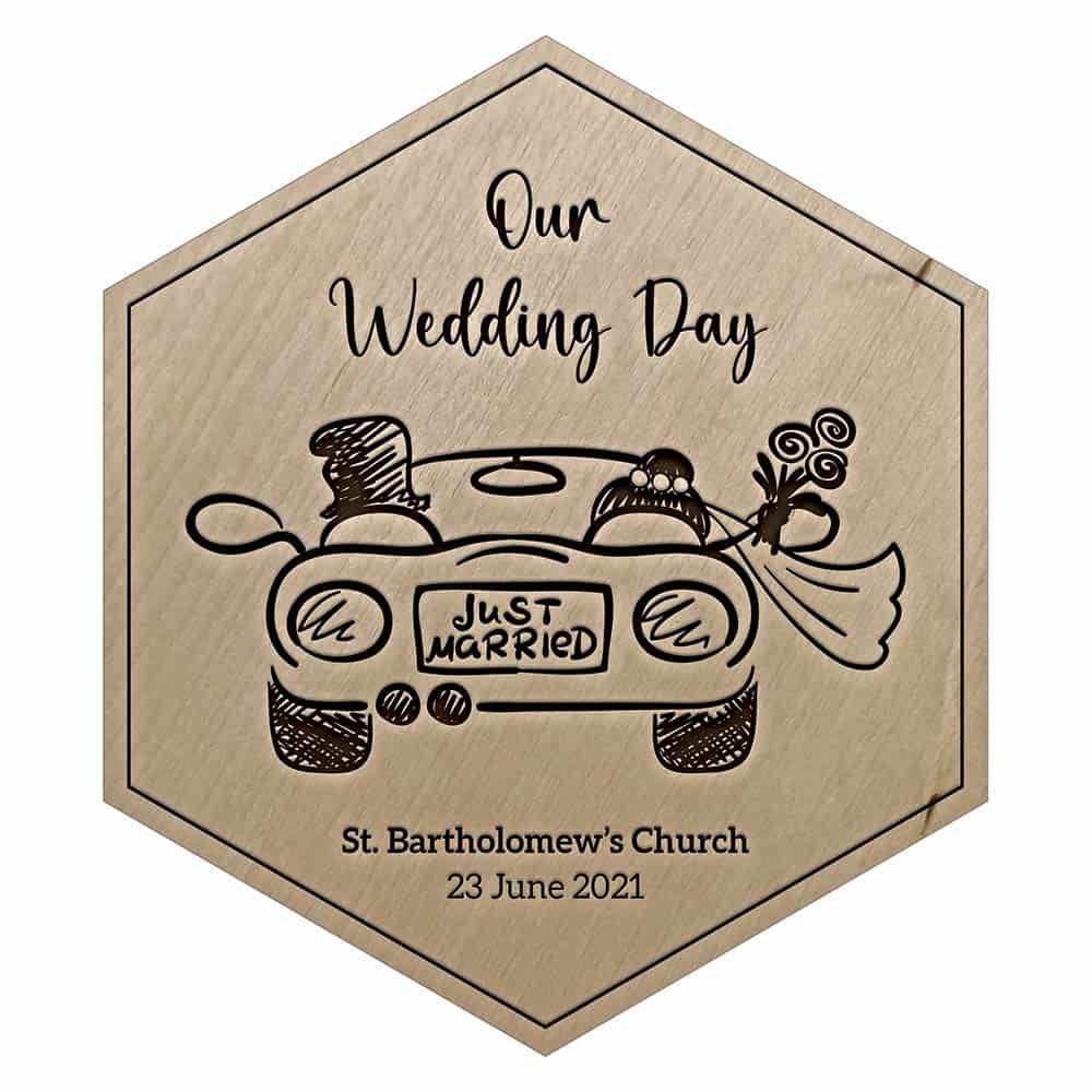 Birch Wedding Day Car Engraved Wooden Tile