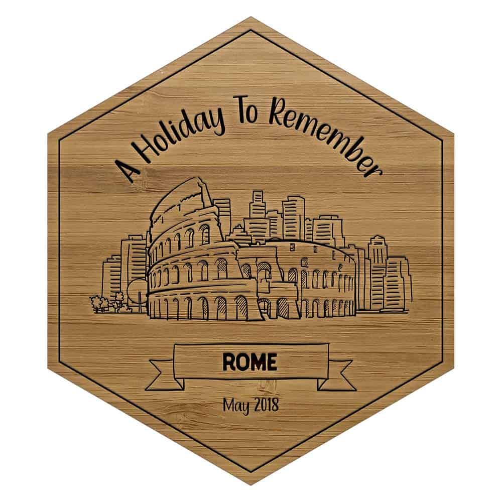 Bamboo Holiday In Rome Engraved Wooden Tile