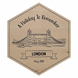 Birch Holiday In London Engraved Wooden Tile