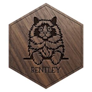 Walnut Ragdoll Cat Engraved Wooden Tile