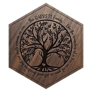 Walnut Family Tree Engraved Wooden Tile