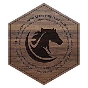 Walnut I love Horses Engraved Wooden Tile
