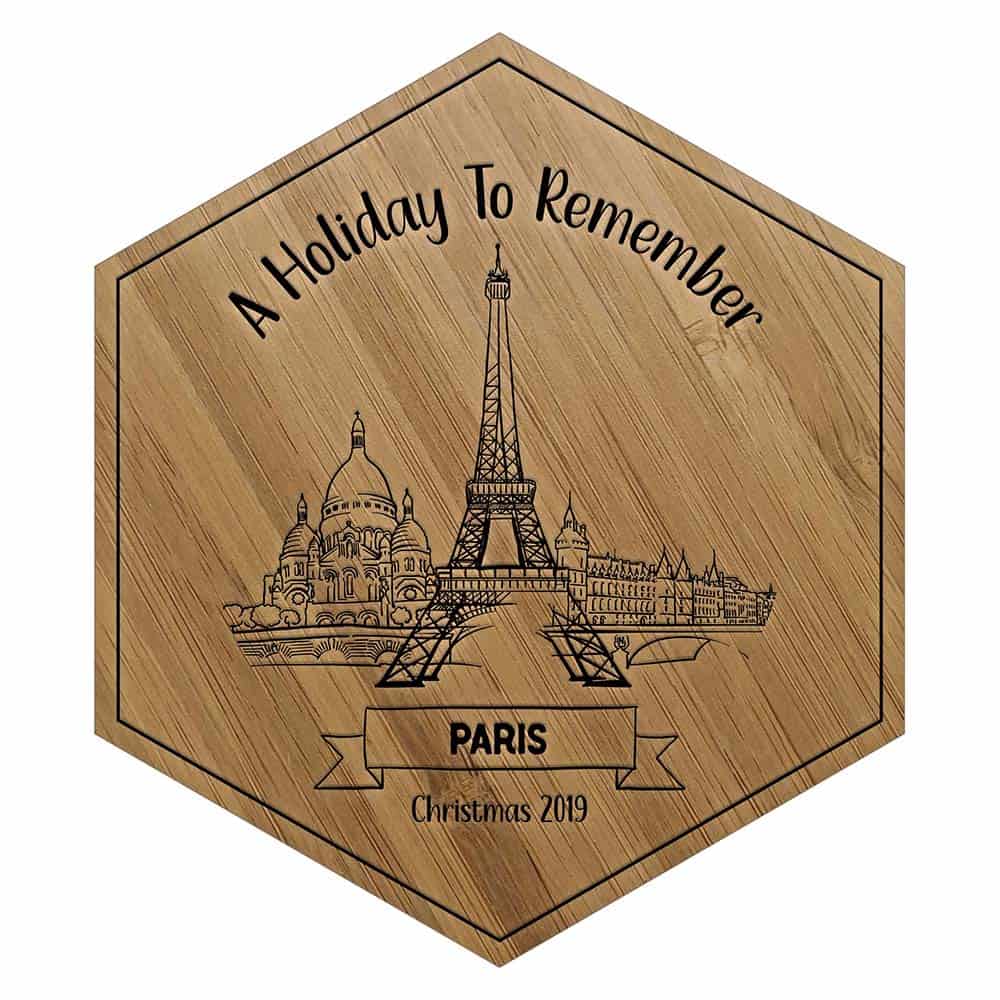 Bamboo Holiday In Paris Engraved Wooden Tile