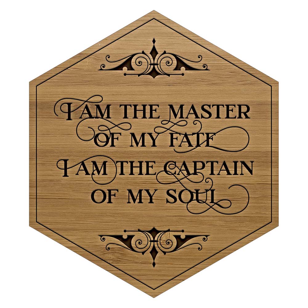 Bamboo Master of My Fate Invictus Engraved Wooden Tile