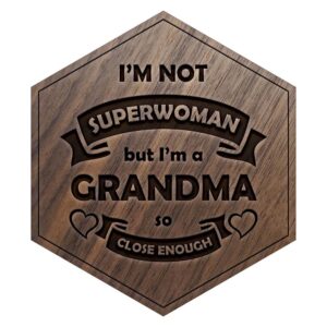 Walnut Grandma Is Superwoman Engraved Wooden Tile