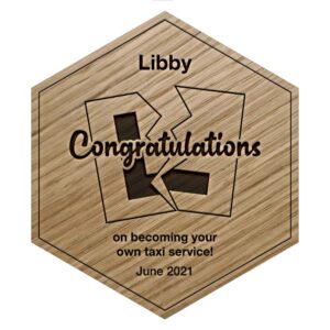 Oak Passing A Driving Test Engraved Wooden Tile