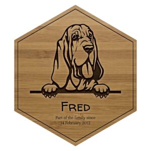 Bamboo Bloodhound Personalised Engraved Wooden Tile