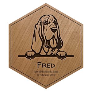 Cherry Bloodhound Personalised Engraved Wooden Tile