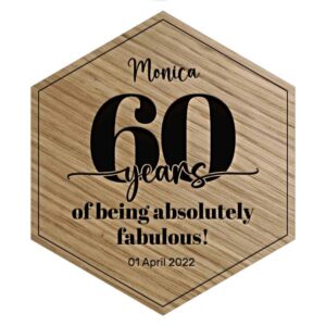 Oak 60th birthday Personalised Engraved Wooden Tile