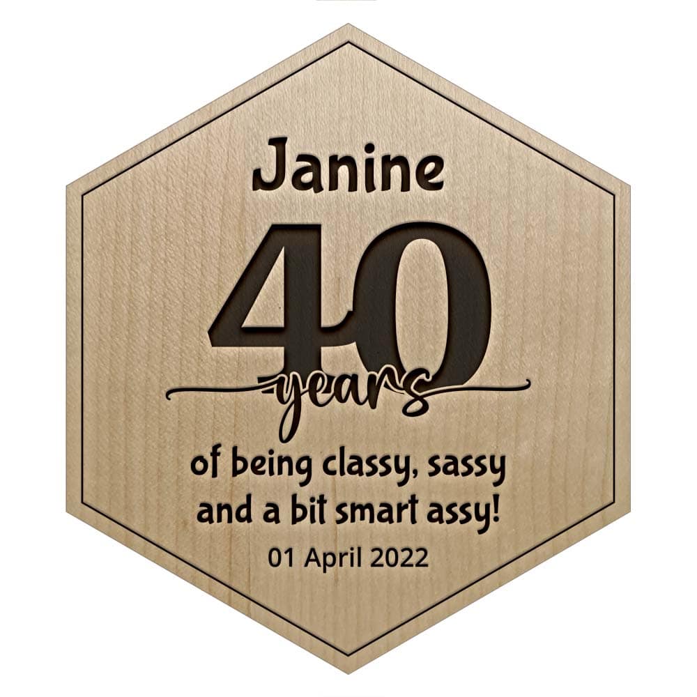 Maple 40th Birthday Personalised Engraved Wooden Tile